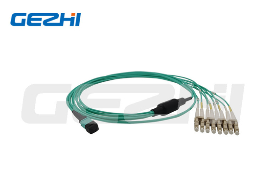 Buy MPO to LC 8/12 Fibers OM3 50/125 Multimode Fiber Optic Patch Cord Breakout Cable online manufacture