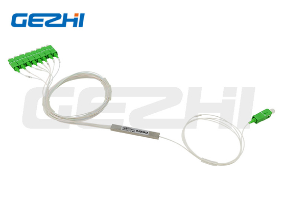 Buy 1x8 Fiber Optic PLC Splitter Blockness Stainless Steel Tube G657A1 SC/APC Connector In GEPON, FTTH online manufacture