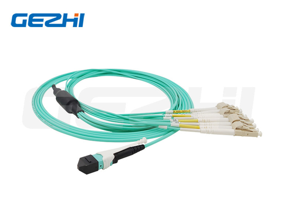 Buy MPO To LC 8 Fibers OM3 50/125 Multimode MPO-8 LC Fiber Optic Patch Cord Breakout Cable online manufacture