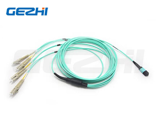 8F MPO-LC Staggered Harness Cable with Telcordia GR-1435-CORE Compliance for 40G QSFP+ PLR4 to 10G SFP+ LR Optics