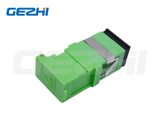 SC Side Shutter Fiber Optic Adapter with Green Metal Clamp and No Flange for Laser Protection