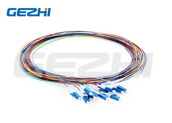 1m (3ft) LC UPC Fiber Optic Pigtail 12 Fibers OS2 Single Mode Unjacketed Color-Coded PVC (OFNR) 0.9mm