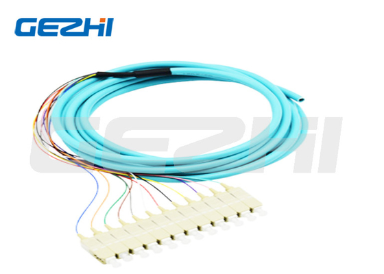 12 Cores Fiber Optic Pigtail SC PC Multimode OM3 Distribution Optical Pigtails 0.9mm for Data Transmission