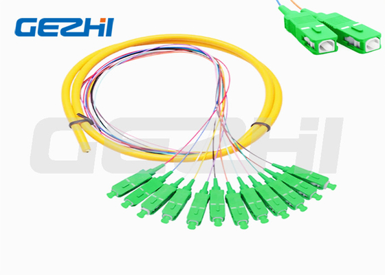 9/125 Fiber Optic Pigtail 1.2m SC/APC Single Mode 12 Strand Fiber Optic Cable
